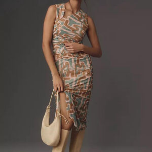 By Anthropologie Asymmetrical Collar Midi Dress - Size XS